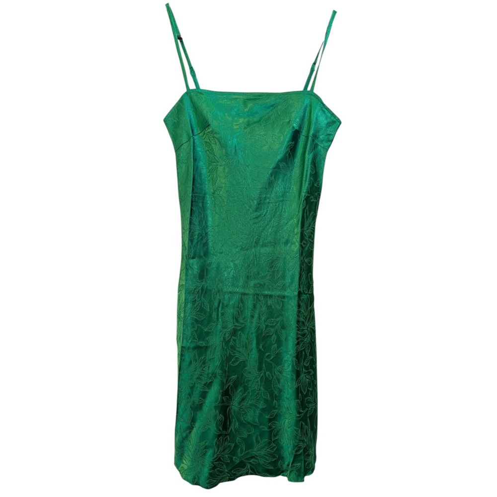 Sky to Moon Green Floral Jacquard‎ Satin Slip Dress